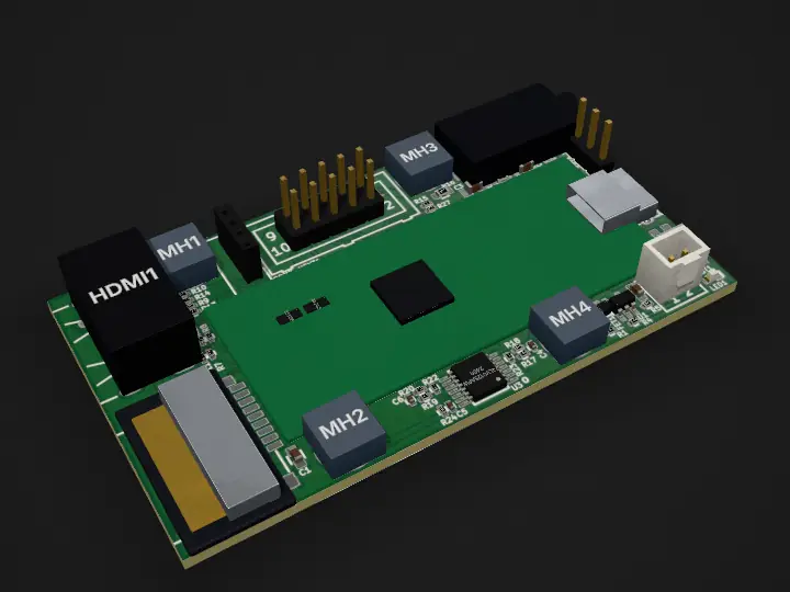 RP2040 PICO PC: RP2040 PICO PC rev B, drawn in 3D by PCBKit