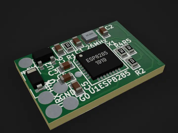 WakeOverUsbViaWlan: usb 8285, drawn in 3D by PCBKit